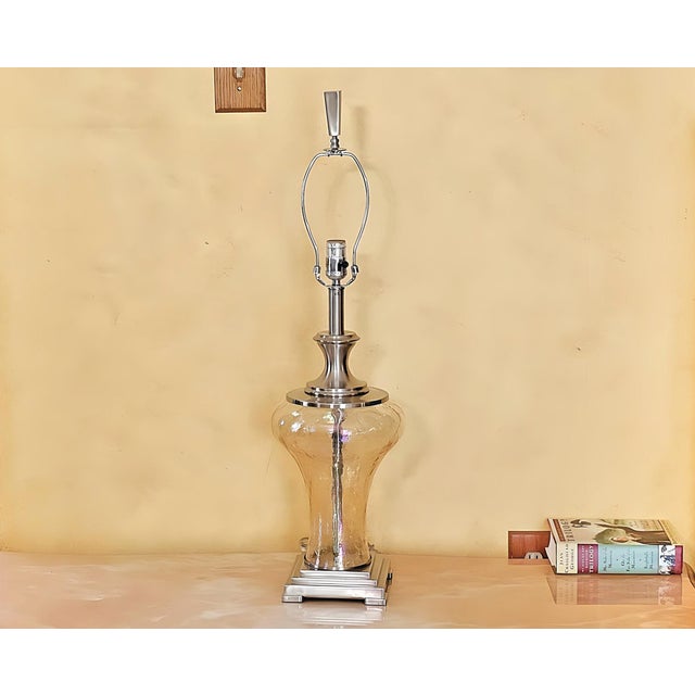 Textured Glass & Brushed Nickel Table Lamp by Uttermost Lighting For Sale In Washington DC - Image 6 of 12
