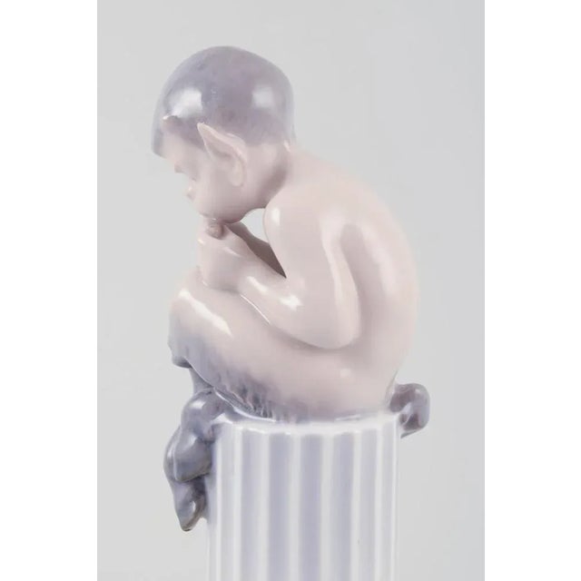 1950s Porcelain Whistling Pan Sitting on a Pedestal Figurine from Royal Copenhagen, 1954 For Sale - Image 5 of 10