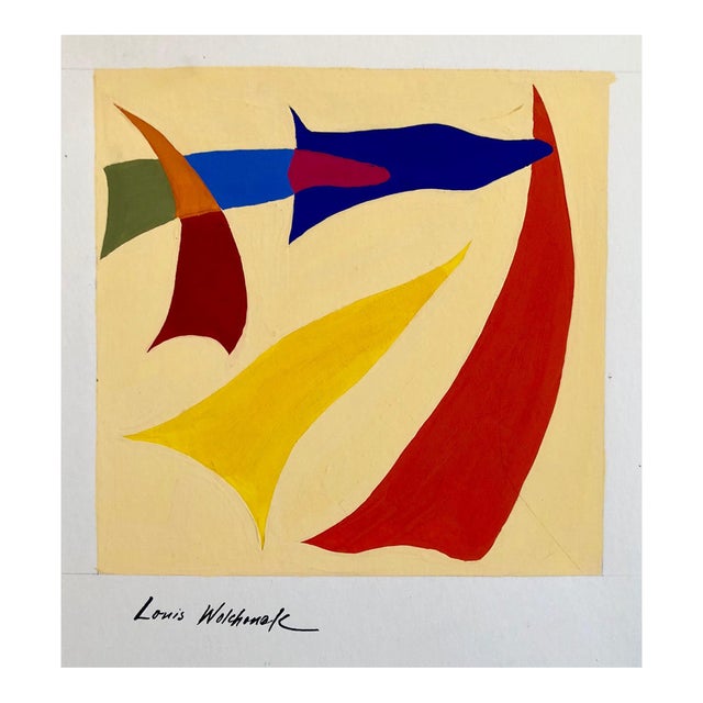 Louis Wolchonok, Abstract Expressionist Color Gouache Painting Mid Century Mod Wpa Jewish Artist For Sale