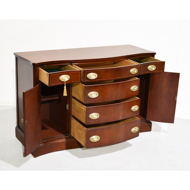 Mid 20th Century Mid-Century Federal Style Serpentine Buffet by Bassett Furniture For Sale - Image 5 of 14