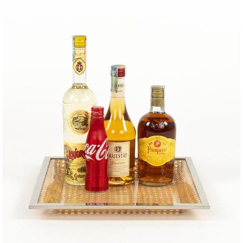 Mid-Century Modern Serving Tray in Rattan and Chrome from Christian Dior, 1970s For Sale - Image 6 of 12