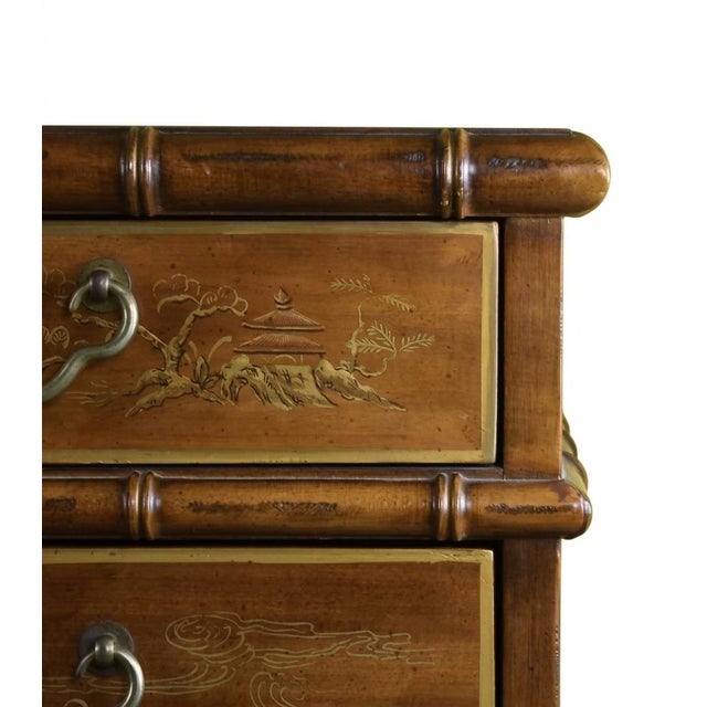 Faux Bamboo Leather Top Desk For Sale In Savannah - Image 6 of 11