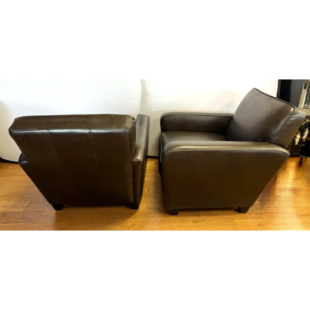 Pair of Dark Brown Leather Club Cigar Chairs For Sale In New York - Image 6 of 8