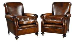 Leather Club Chairs, 1920, Set of 2