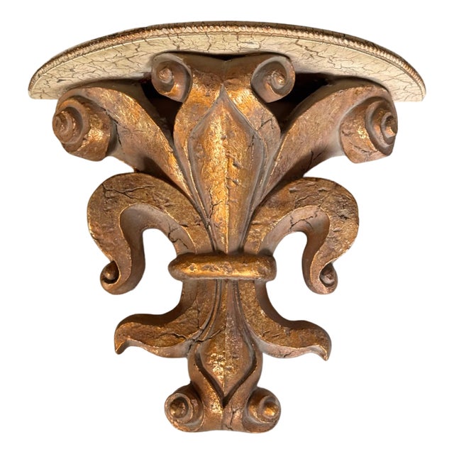 Vintage Florentine Fleur De Lis Wall Shelf For Sale