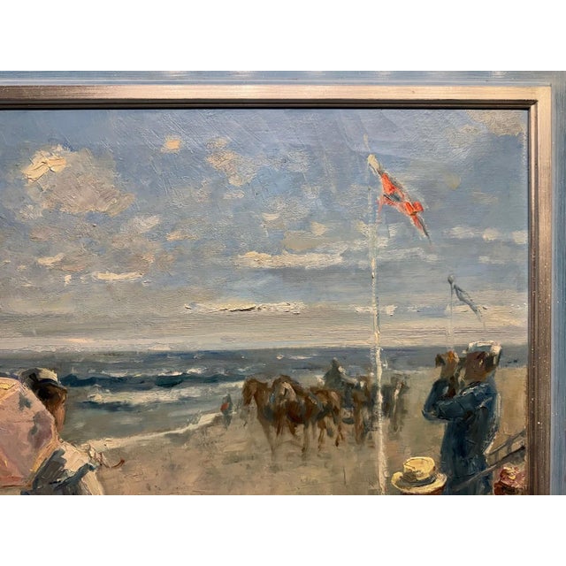 Hans Jörg Wagner, Munich, Trouville Beach Promenade, France, Oil Painting on Canvas, Framed For Sale - Image 10 of 13