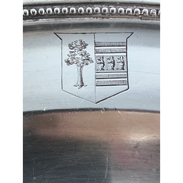 Large Silver Armorial Hallmark Oval Platter For Sale - Image 4 of 6
