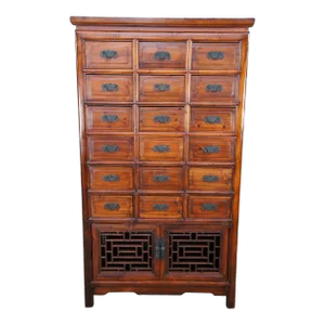 Antique Chinese Qing Dynasty 18 Drawer Elm Apothecary Medicine Cabinet
