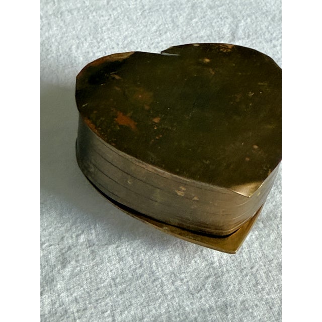 Vintage Brass Heart Hinged Keepsake Box For Sale - Image 12 of 12