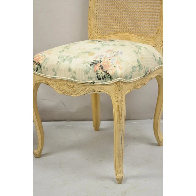 Vintage French Country Louis XV Style Cane Back Painted Dining Chairs - Set of 6 For Sale - Image 4 of 12