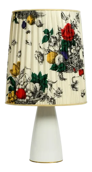 Large Porcelain & Silk Floral Table Lamp from KPM Berlin, 1960s