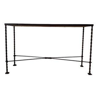 1980’s Vintage Hand-Forged Iron Console Table With Faux Terrazzo Tile Top For Sale
