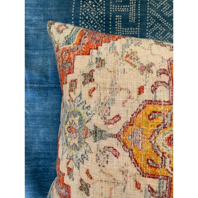 Orange Boho Chic Antiqued Persian Rug Colorful Woven Cotton Lumbar Pillow New For Sale - Image 8 of 11