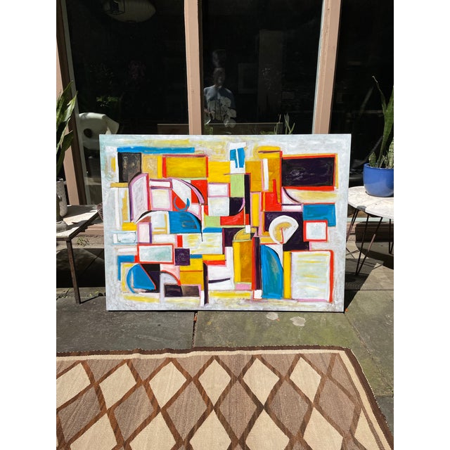 Beautiful appx 36x48” abstract Rothko style original oil on gallery stretched canvas abstract cubist painting. Listed...