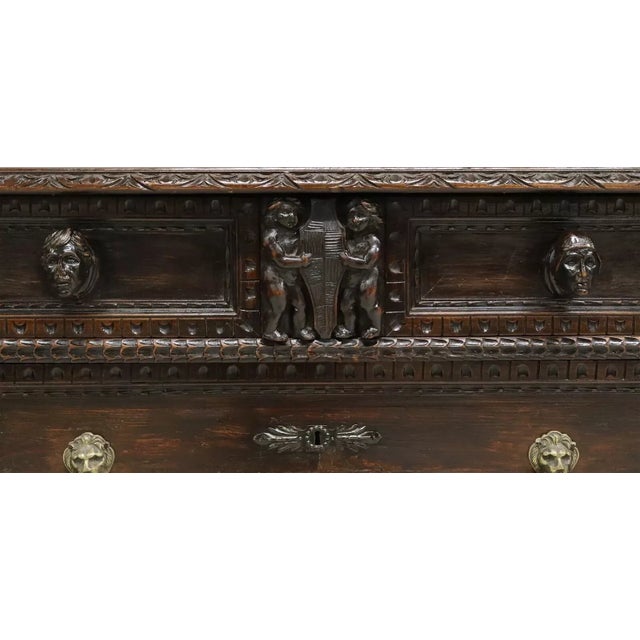 19th Century 19th C. Antique Italian Renaissance Revival, Figural, Drawers, Carved Commode!! For Sale - Image 5 of 8