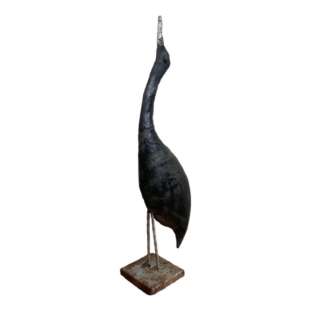 Vintage Garden Heron Sculpture For Sale