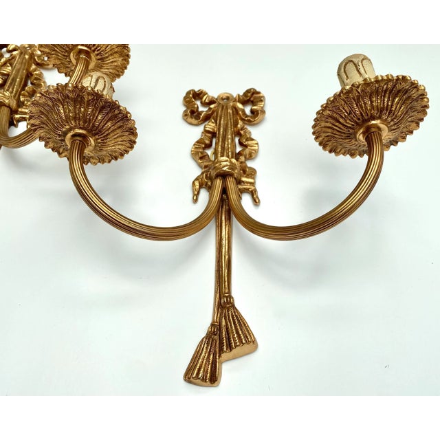 Vintage Louis XVI Sconces Wall Lamps, France, 1950, Set of 2 For Sale - Image 4 of 9