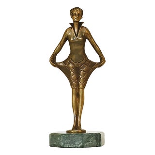 Bronze Lady in a Harlequin Costume from Josef Lorenzl, 1920s For Sale