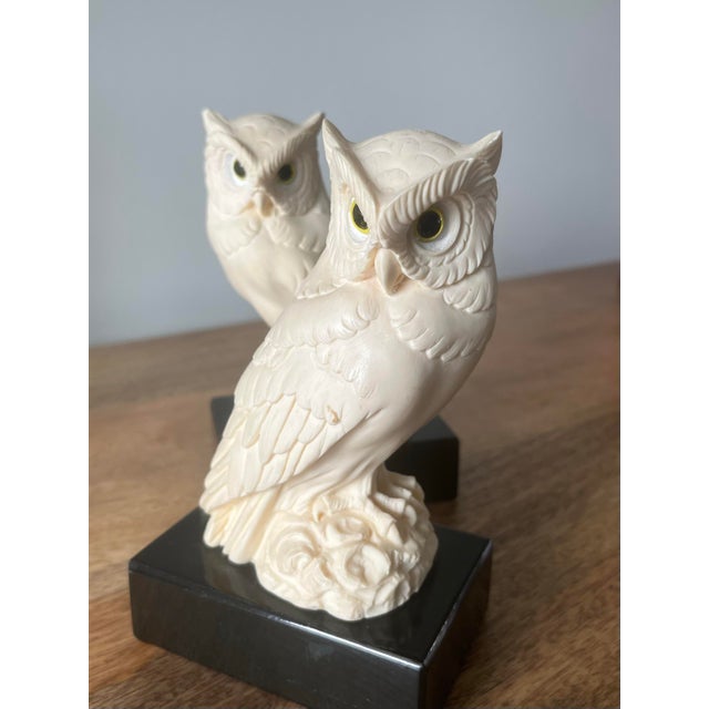 1970s 1970s Vintage Italian Arnaldo Gianelli Alabaster Owl Bookends-a Pair, Signed For Sale - Image 5 of 11