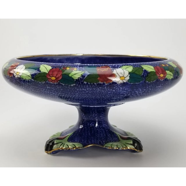 1920s Royal Winton Grimwades Byzanta Ware Pedestal Compote With 24k Gold Detail For Sale - Image 4 of 10