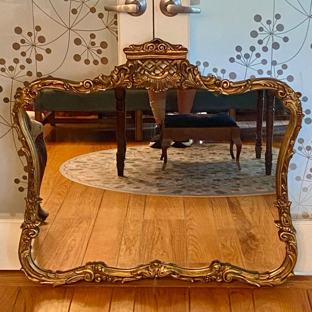 Rococo Gold French Crown Mirror For Sale - Image 15 of 17
