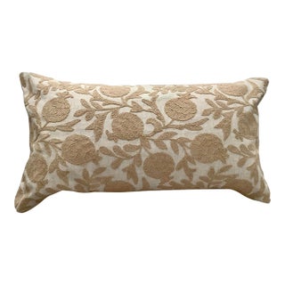 Floral Embroidered Linen Decorative Lumbar Pillow Cover For Sale