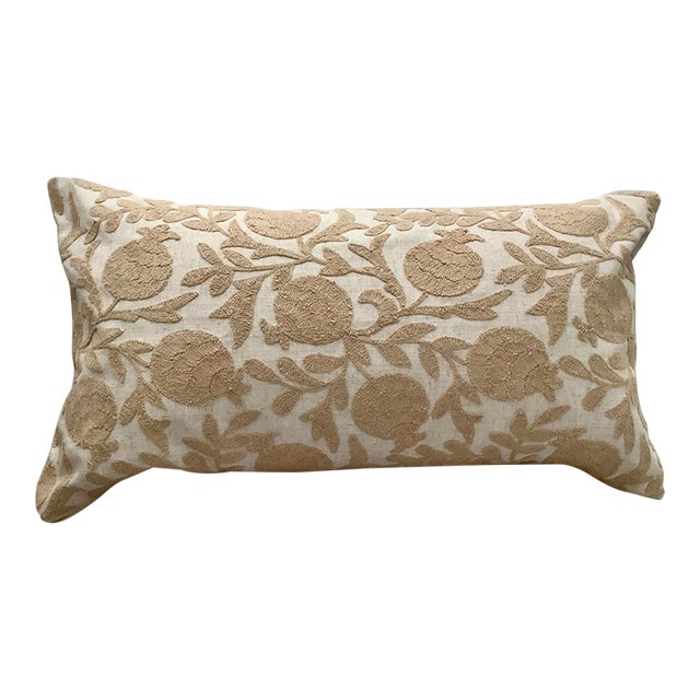 Floral Embroidered Linen Decorative Lumbar Pillow Cover For Sale
