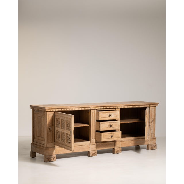 1970s Carved Brutalist Oak Buffet For Sale - Image 13 of 14