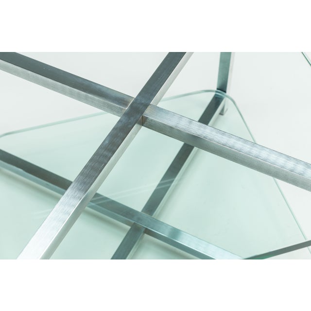 Two-Tier Glass Side Table with Aluminium Frame, 1970s For Sale - Image 9 of 13