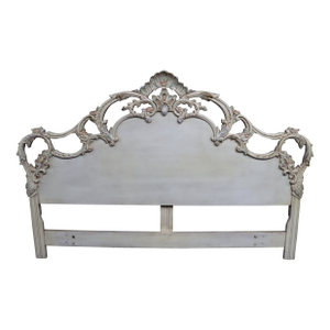 Italian Carved Wood Headboard With Painted Finish, King/Queen