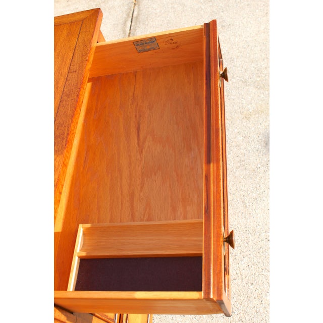 Drexel Mid-Century Mahogany Lowboy Dresser With Matching Mirror - Vintage Solid Wood With Hidden Compartment For Sale - Image 10 of 18