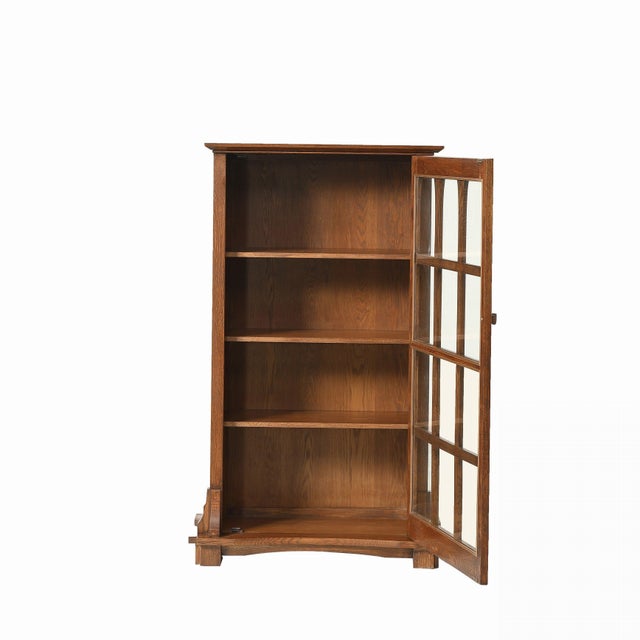 Mission Solid Oak Display Bookcase - Walnut Stain For Sale - Image 14 of 18