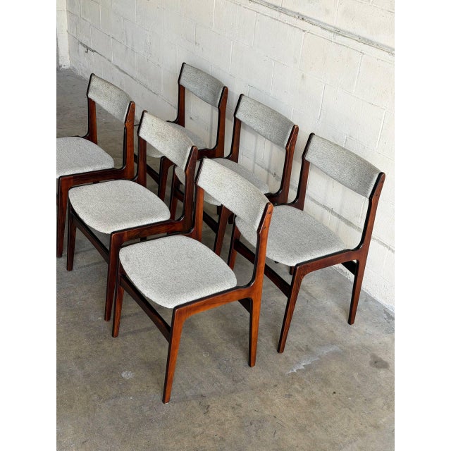 1960s Rosewood Dining Chairs in Style of Erik Buch Mid-Century Modern Sculptural Seating Set of 6 Denmark 1960s For Sale - Image 5 of 10