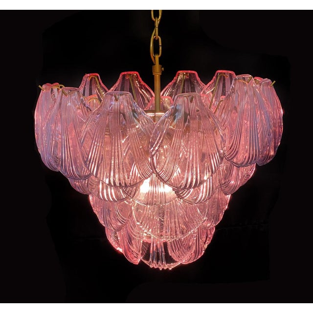 Italian Pink Shell Chandeliers, Murano, Set of 2 For Sale - Image 4 of 18