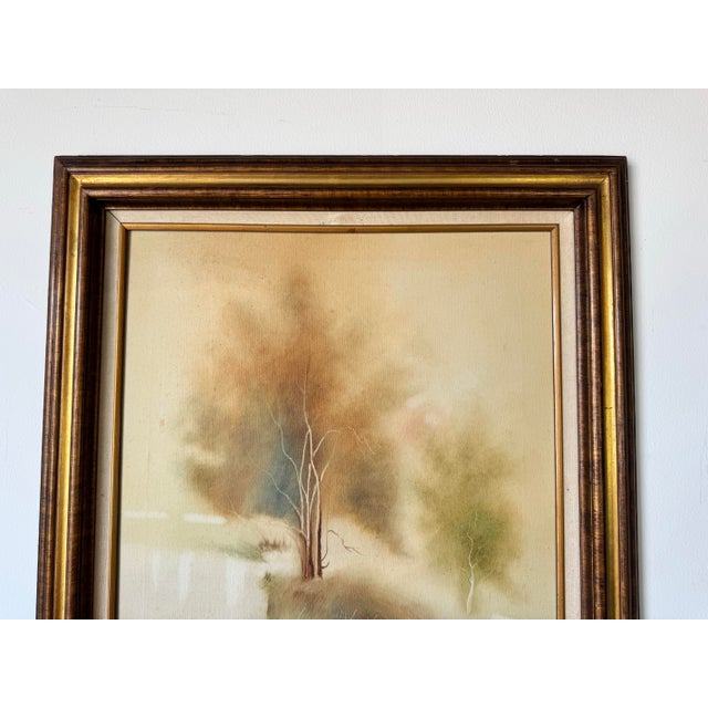 1970s Vintage Impressionist at Tree Landscape Oil Painting by Holbert For Sale - Image 10 of 12