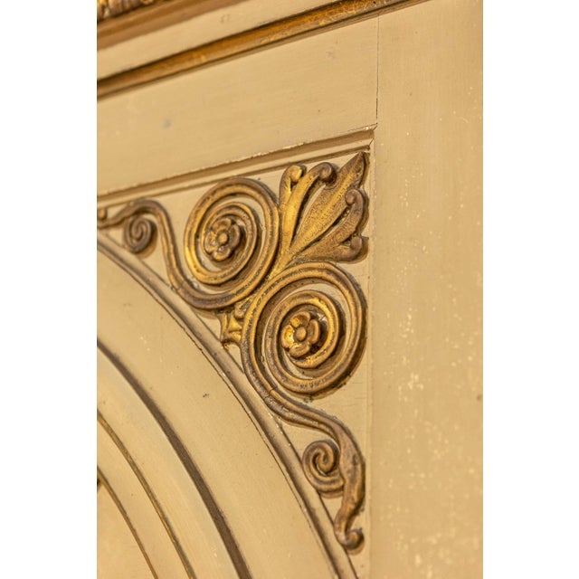 Mid 20th Century French Empire Style Beige Painted Trumeau Mirror with Carved Gilt Décor For Sale - Image 9 of 13