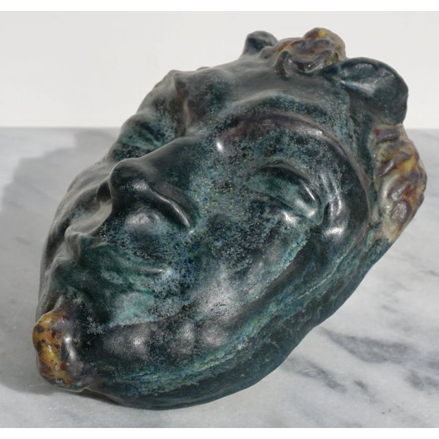 1910s Francois Emile Decorchemont Pate De Verre Mask of Pan For Sale - Image 5 of 8