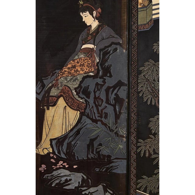 Chinese Export Eight Panel Coromandel Screen Six Beauties For Sale - Image 9 of 13