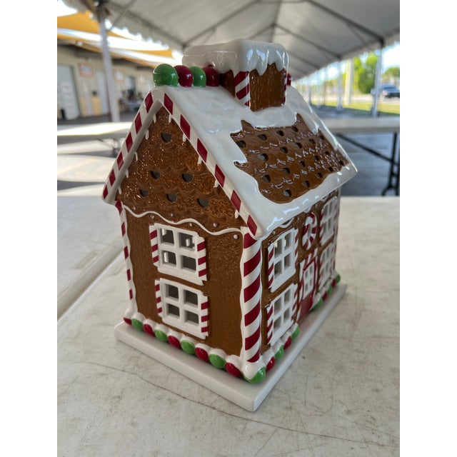 Vintage Ceramic Gingerbread House Candleholder. Luminary, Base & Top. New never used. Approximately 8” Long x 6” Wide x...
