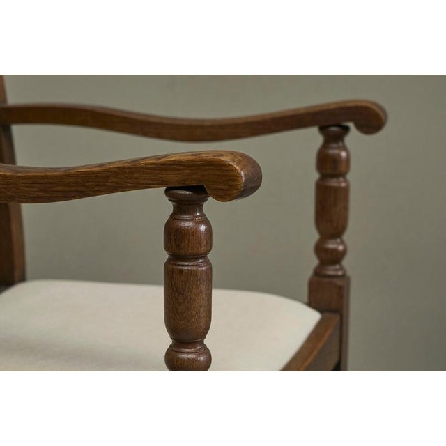 French Chairs in Oak and Velvet, 1940s, Set of 4 For Sale - Image 11 of 14