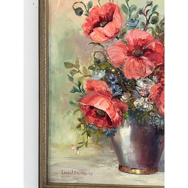 Vintage Floral Still Life Painting by Leavern Grubbs (1978) For Sale - Image 12 of 12
