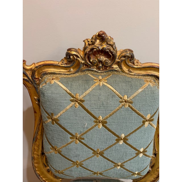 Wood 1930s French Louis XV Revival Giltwood Chair With Custom Embroidered Upholstery For Sale - Image 7 of 9