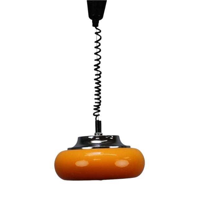 Space Age Pendant Lamp in Orange from Guzzini, Italy, 1970s For Sale
