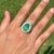 Chic 5.03ct Emerald and 1.99ct Diamond Pear Cocktail Ring in 18k White Gold Size 6.5 For Sale - Image 10 of 18