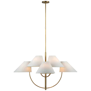 Kate Spade New York for Visual Comfort Signature Kinsley Large Two-Tier Chandelier in Soft Brass with Linen Shades