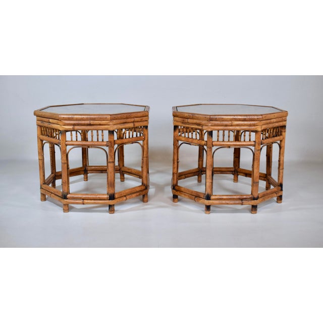 Chestnut Vintage Brighton Pavilion Style Bamboo Side Tables, 1970s For Sale - Image 8 of 8