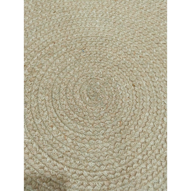 Beige Minimalist Natural Nylon Braided Round Rug For Sale - Image 8 of 11