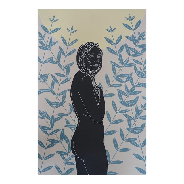 Unseen Unknown, Female Figurative Nude, Linocut Original Print, Unframed, 2020 For Sale