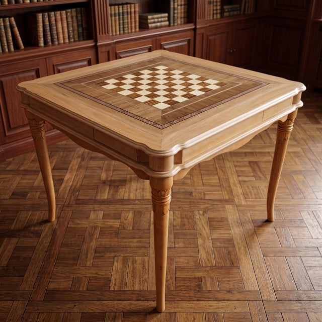 A rare and spectacular coffee table, a fine piece of late-20th-century cabinetmaking, featuring a luminous light wood...