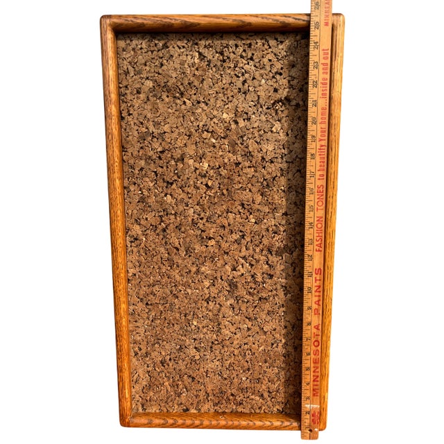 Vintage 1970s Framed Cork Bulletin Board – Solid Oak Frame Vintage Office or Workshop Organizer For Sale In Jacksonville, FL - Image 6 of 8